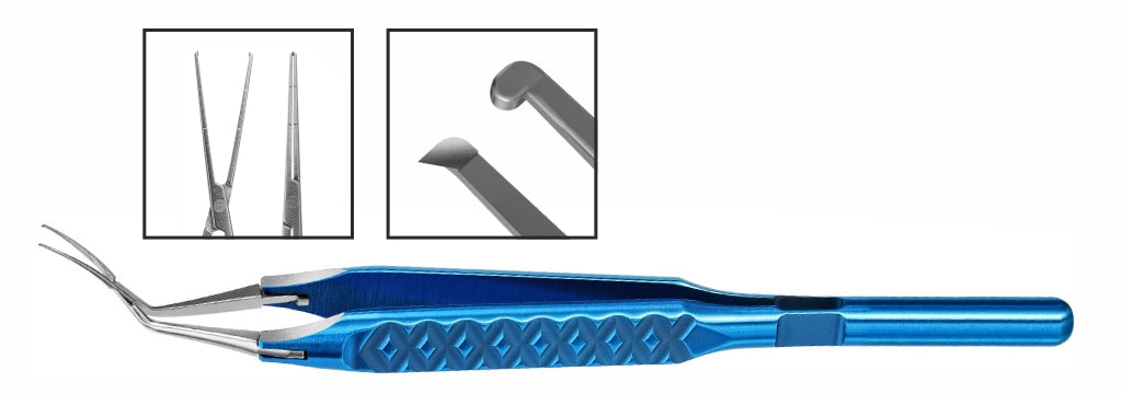 TMF1038 Inamura 1.5 Cross Action Capsulorhexis Forceps Curved w/Marks Sharp/Blunt Tips | TITAN MEDICAL