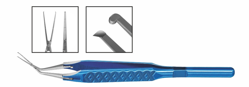 TMF1068 Inamura 1.5 Cross Action Capsulorhexis Forceps Angled w/Marks Sharp/Blunt Tips | TITAN MEDICAL