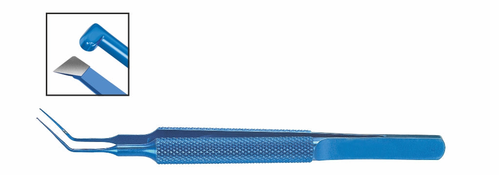 TMF123 Utrata Capsulorhexis Forceps, Sharp/Blunt Tips, 11.5mm Angled Shafts, 105mm, Titanium | TITAN MEDICAL