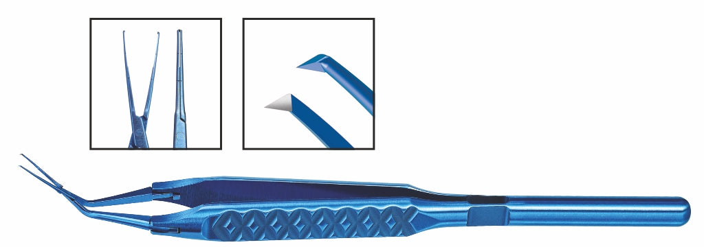 TMF167 Inamura 1.5 Cross Action Capsulorhexis Forceps Straight w/Marks, Titanium | TITAN MEDICAL