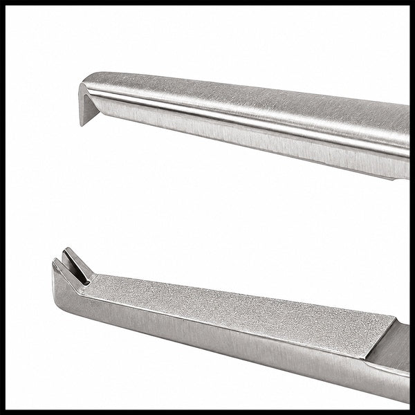 TMF414ST Castroviejo Suturing Forceps, 1x2 0.3mm Teeth at 90°, 6mm Platform, Straight, 105mm, Stainless Steel tips | TITAN MEDICAL