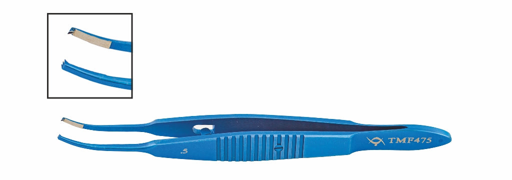 TMF475 Muscle Fixation Forceps With Lock, Curved, Titanium | TITAN MEDICAL