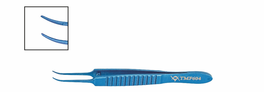 TMF604 Bonn Iris Serrated Forceps Curved, Titanium