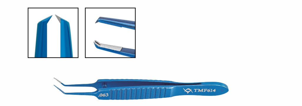 TMF614 Bonn Iris Suture Forceps 1x2 0.063mm, Angled, Titanium | TITAN MEDICAL