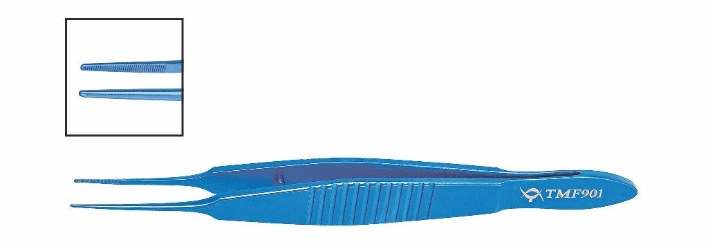 TMF901 Bonn Serrated Dressing Forceps Straight, Titanium | TITAN MEDICAL