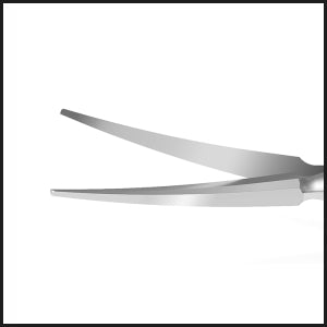 TMS124 Vannas Scissors Curved, Longer Blades, Round Handle, Stainless Steel tips