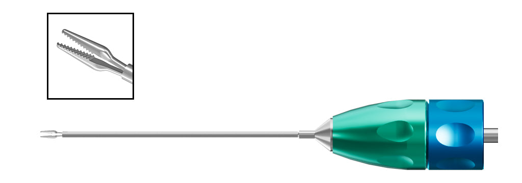 TMV126 20G Microincision Forceps "Crocodile" Serrated Tips Straight | TITAN MEDICAL