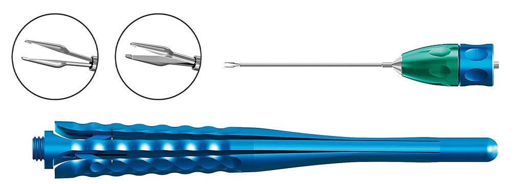 TMV516 25G End Grasping Forceps With Platform Straight set | TITAN MEDICAL