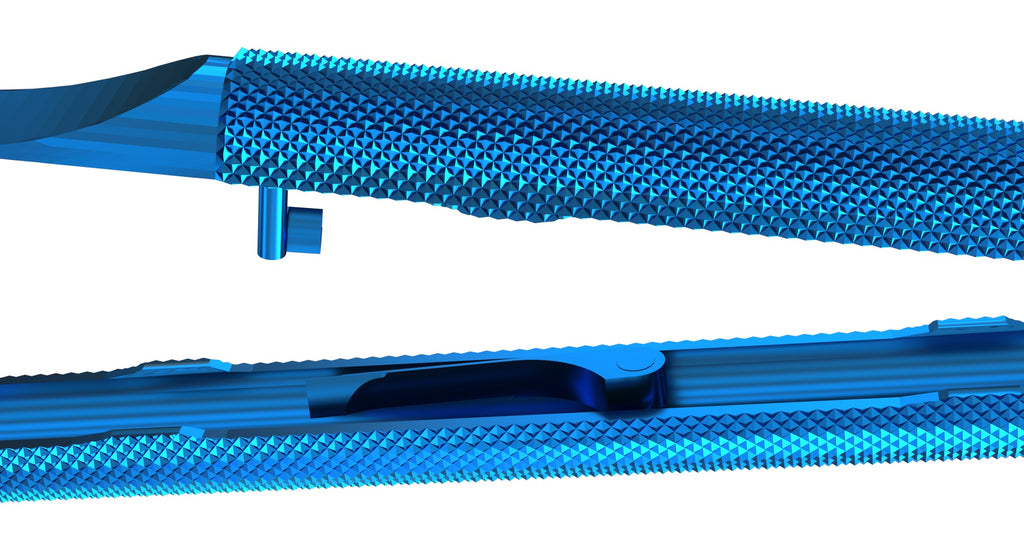 TMH111 Tennant Needle Holder Curved, Titanium lock view