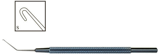 TME104 Bonn Iris Micro Hook, Angled - Titan Medical Instruments