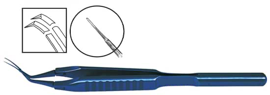 TMF162 Inamura 1.8 Cross Action Capsulorhexis Forceps Curved w/Marks, Titanium - Titan Medical Instruments