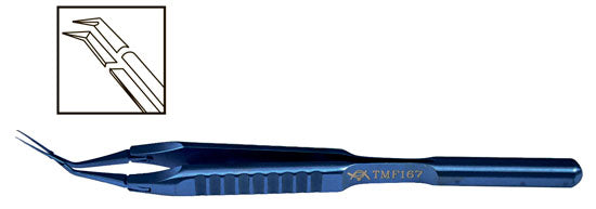 TMF167 Inamura 1.5 Cross Action Capsulorhexis Forceps Straight w/Marks, Titanium - Titan Medical Instruments