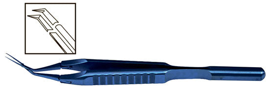 TMF187 Inamura 1.5 Cross Action Capsulorhexis Forceps Straight w/Marks, Titanium - Titan Medical Instruments