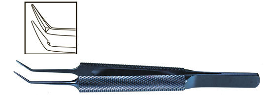 TMF553 Catalano Tying Forceps V-Groove Platform Tip 0.5mm Angled, Titanium - Titan Medical Instruments