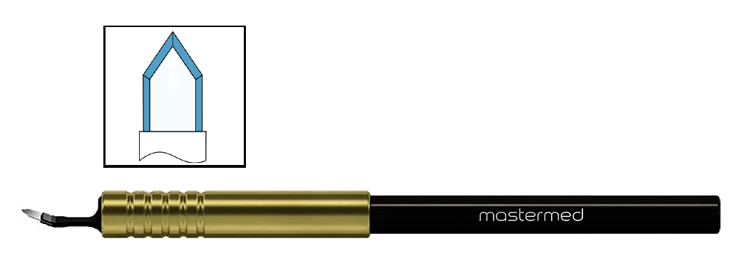MNK4424 Ultra Sharp Nano Diamond Knife – 2.4 mm Clear Cornea 70°, Angled Mount | MASTERMED