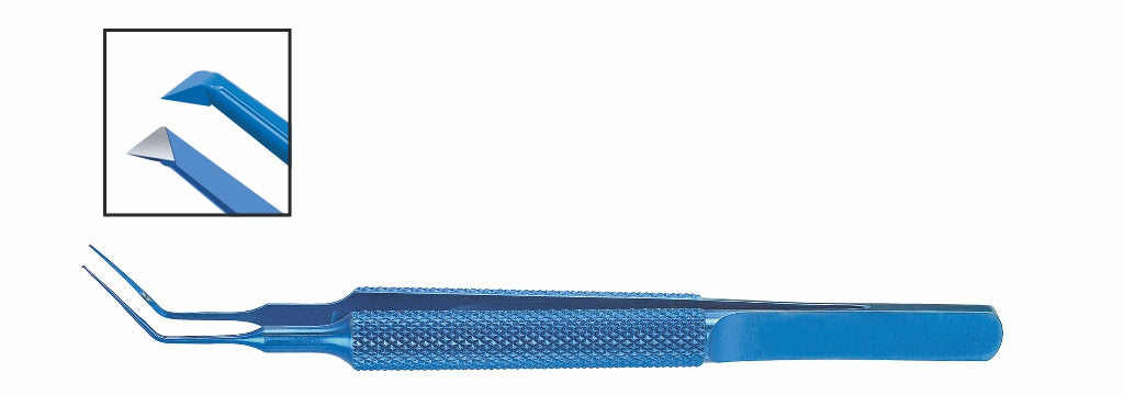 TMF122 Utrata Capsulorhexis Forceps, Sharp Tips, 11.5mm Angled Shafts, 105mm, Titanium | TITAN MEDICAL