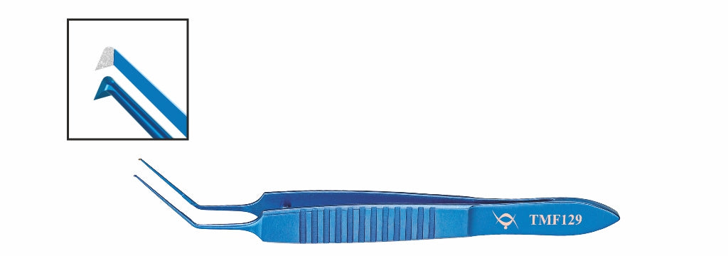 TMF129 Utrata Capsulorhexis Forceps Angled, Titanium | TITAN MEDICAL