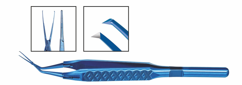 TMF187 Inamura 1.5 Cross Action Capsulorhexis Forceps Straight w/Marks, Titanium | TITAN MEDICAL