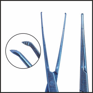 TMF189 Inamura Cross-Action Capsulorhexis Forceps, Angled, Serrated, with Marks, Titanium tips | TITAN MEDICAL