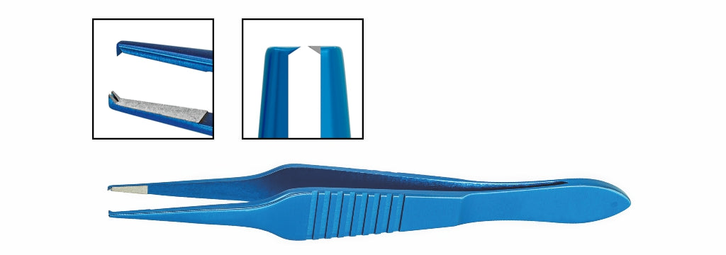 TMF306 Paufique Suturing Forceps, 1x2 0.8mm Teeth at 90°, 6mm Platform, Straight, 85mm, Titanium | TITAN MEDICAL