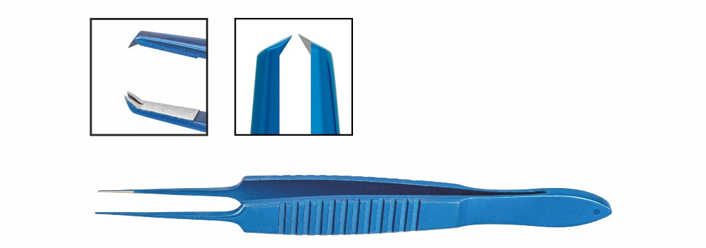 TMF401 Castroviejo Suturing Forceps, 1x2 0.1mm Teeth, Straight, 6mm Platform, 87mm, Titanium | TITAN MEDICAL