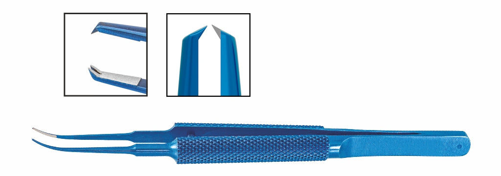TMF434 Tennant Suturing Forceps, 1x2 0.1mm Teeth, 6mm Platform, Curved, 105mm, Titanium | TITAN MEDICAL