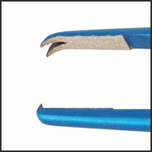 TMF473 Scleral Suturing Forceps, 1x2 0.75mm Teeth, 6mm Platform, Straight, 105mm, Titanium tips | TITAN MEDICAL