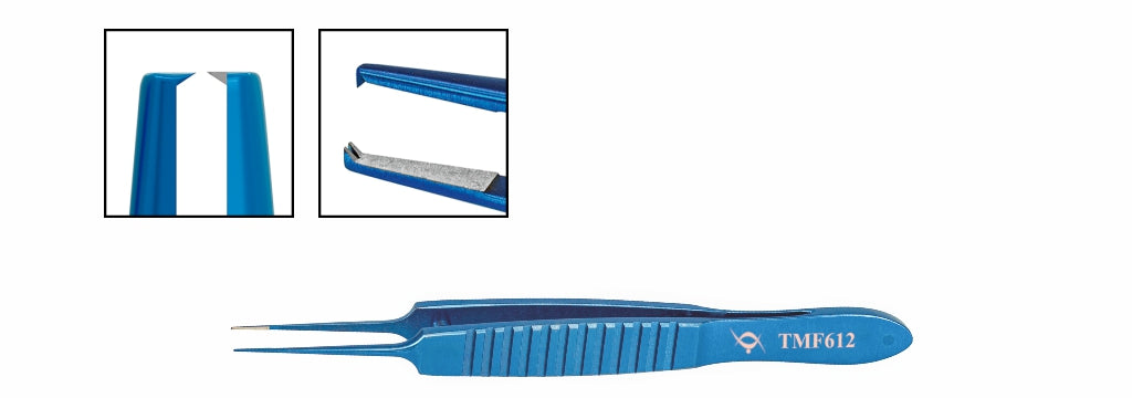 TMF612 Bonn Iris Suture Forceps 1x2 0.063mm 90°, Straight, Titanium | TITAN MEDICAL