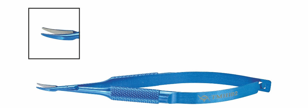 TMH102 Barraquer Needle Holder, Curved 0.4mm Tip, 100mm, Titanium | TITAN MEDICAL