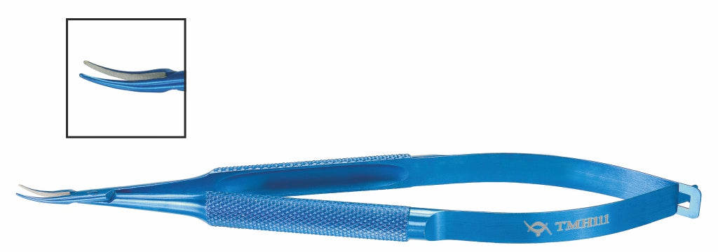 TMH111 Tennant Needle Holder, Curved 0.4mm Tip, 10.5mm Jaw, 135mm, Titanium | TITAN MEDICAL