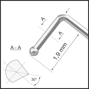 TMK819 Ball Tip Phaco Chopper, 0.4mm Tip, 1.9mm Tip Length, 1.0mm Blade Offset 30° tip | TITAN MEDICAL