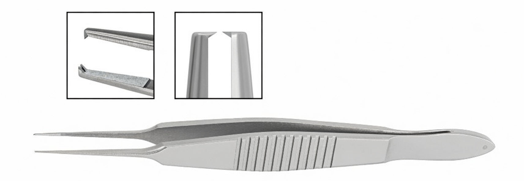 TMF412ST Castroviejo Suturing Forceps, 1x2 0.12mm Teeth, 6mm Platform, 90° Straight, 105mm, Stainless Steel | TITAN MEDICAL