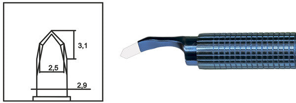 TDK109 Angled 2.5-2.9mm Trapezoid Phaco Diamond Knife - Titan Medical Instruments