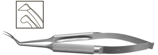 TMF103 Inamura Capsulorhexis Forceps Curved w/Marks, 1.8mm Incision, Stainless Steel - Titan Medical Instruments