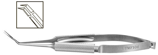 TMF104 Inamura Capsulorhexis Forceps Angled w/Marks, 1.8mm Incision, Stainless Steel - Titan Medical Instruments