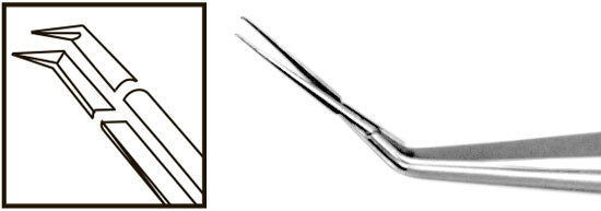 TMF104 Inamura Capsulorhexis Forceps Angled w/Marks, 1.8mm Incision, Stainless Steel - Titan Medical Instruments