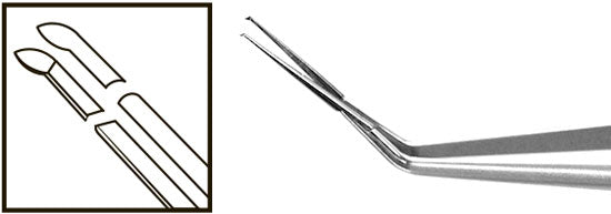 TMF105 Inamura Capsulorhexis Forceps Angled w/Marks, 1.8mm Incision, Stainless Steel - Titan Medical Instruments