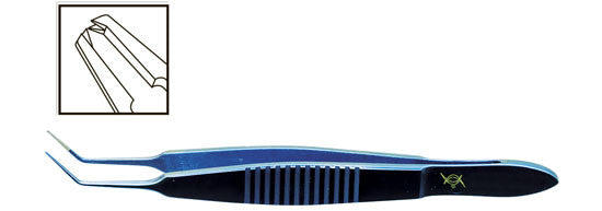 TMF416 Castroviejo Suturing Forceps 1x2 0.12mm Angled, Titanium - Titan Medical Instruments